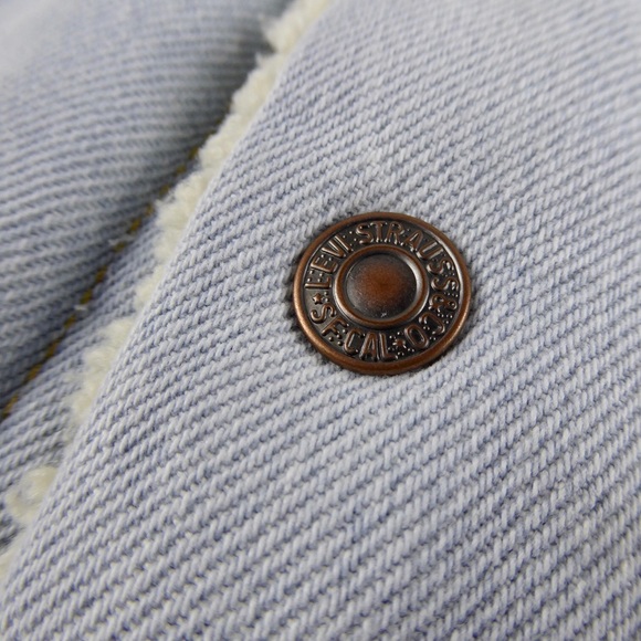 Levi’s Original Sherpa Fleece Lined Denim Jean Trucker Jacket NWT Regular Fit - Picture 7 of 13